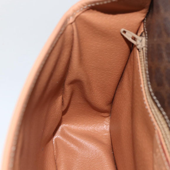 CELINE Macadam Canvas Circle Shoulder Bag PVC Leather Brown Gold Auth YKZ723A