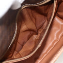 CELINE Macadam Canvas Circle Shoulder Bag PVC Leather Brown Gold Auth YKZ723A-21