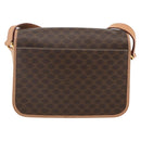 CELINE Macadam Canvas Circle Shoulder Bag PVC Leather Brown Gold Auth YKZ723A-3