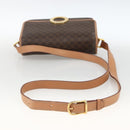 CELINE Macadam Canvas Circle Shoulder Bag PVC Leather Brown Gold Auth YKZ723A-7