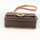 CELINE Macadam Canvas Circle Shoulder Bag PVC Leather Brown Gold Auth YKZ723A-9
