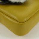 FENDI Monster Micro Bucket Shoulder Bag Leather 2way Yellow Silver Auth YKZ725A-16