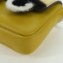 FENDI Monster Micro Bucket Shoulder Bag Leather 2way Yellow Silver Auth YKZ725A-17
