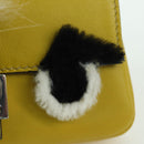 FENDI Monster Micro Bucket Shoulder Bag Leather 2way Yellow Silver Auth YKZ725A-20