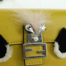 FENDI Monster Micro Bucket Shoulder Bag Leather 2way Yellow Silver Auth YKZ725A-21