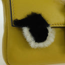 FENDI Monster Micro Bucket Shoulder Bag Leather 2way Yellow Silver Auth YKZ725A-22