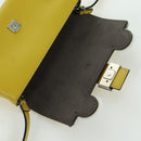 FENDI Monster Micro Bucket Shoulder Bag Leather 2way Yellow Silver Auth YKZ725A-23
