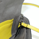 FENDI Monster Micro Bucket Shoulder Bag Leather 2way Yellow Silver Auth YKZ725A-11