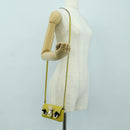 FENDI Monster Micro Bucket Shoulder Bag Leather 2way Yellow Silver Auth YKZ725A-28