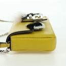 FENDI Monster Micro Bucket Shoulder Bag Leather 2way Yellow Silver Auth YKZ725A-3