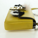 FENDI Monster Micro Bucket Shoulder Bag Leather 2way Yellow Silver Auth YKZ725A-4