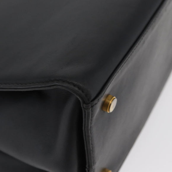 Salvatore Ferragamo Gancini Tote Bag Leather Black Gold Auth YKZ727