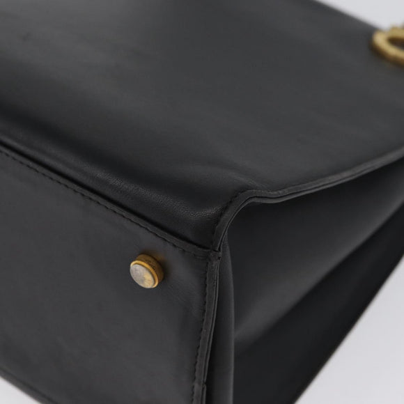 Salvatore Ferragamo Gancini Tote Bag Leather Black Gold Auth YKZ727