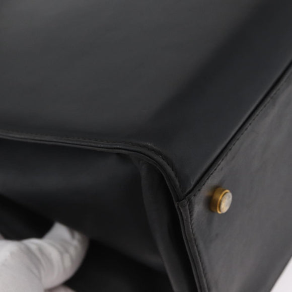 Salvatore Ferragamo Gancini Tote Bag Leather Black Gold Auth YKZ727