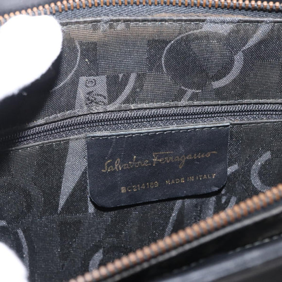 Salvatore Ferragamo Gancini Tote Bag Leather Black Gold Auth YKZ727