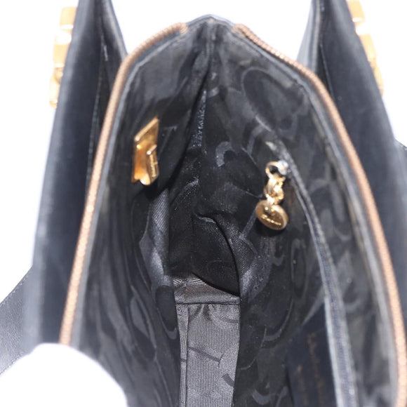 Salvatore Ferragamo Gancini Tote Bag Leather Black Gold Auth YKZ727
