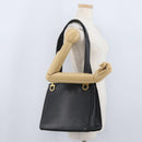 Salvatore Ferragamo Gancini Tote Bag Leather Black Gold Auth YKZ727-23