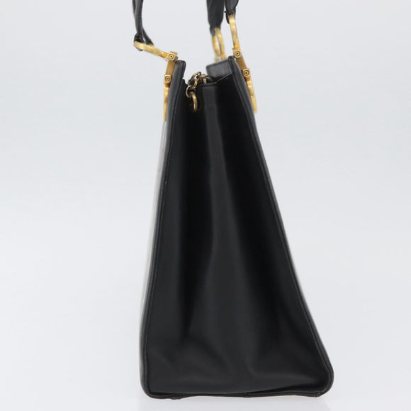 Salvatore Ferragamo Gancini Tote Bag Leather Black Gold Auth YKZ727