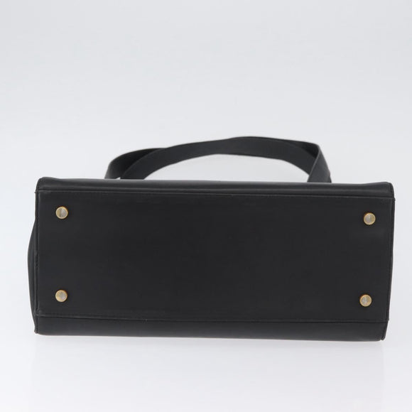 Salvatore Ferragamo Gancini Tote Bag Leather Black Gold Auth YKZ727