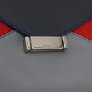 CELINE Clutch Bag Leather Navy Silver Auth YKZ733A-12