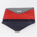 CELINE Clutch Bag Leather Navy Silver Auth YKZ733A-13