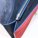 CELINE Clutch Bag Leather Navy Silver Auth YKZ733A-21