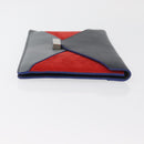 CELINE Clutch Bag Leather Navy Silver Auth YKZ733A-4