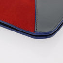 CELINE Clutch Bag Leather Navy Silver Auth YKZ733A-8