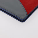 CELINE Clutch Bag Leather Navy Silver Auth YKZ733A-9