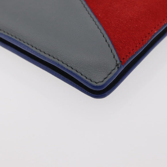 CELINE Clutch Bag Leather Navy Silver Auth YKZ733A