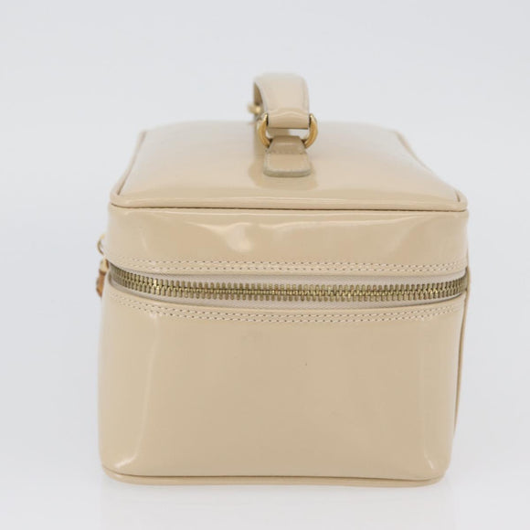GUCCI Bamboo Vanity Handtasche Lackleder Beige Gold 032 1705 0150 Auth YKZ739