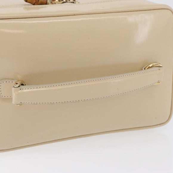 GUCCI Bamboo Vanity Handtasche Lackleder Beige Gold 032 1705 0150 Auth YKZ739