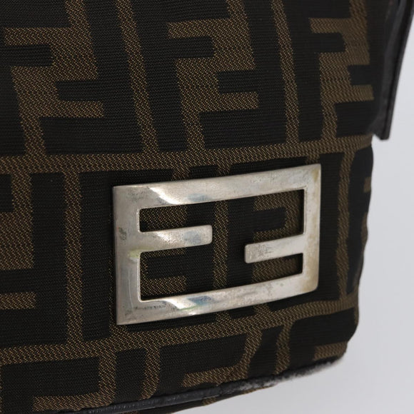 FENDI Zucca Canvas Shoulder Bag Brown Black Auth YKZ748