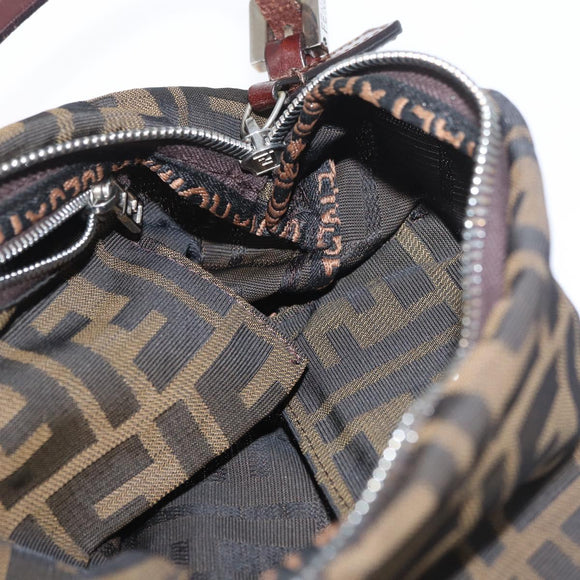 FENDI Zucca Canvas Shoulder Bag Brown Black Auth YKZ748