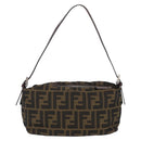 FENDI Zucca Canvas Shoulder Bag Brown Black Auth YKZ748-2