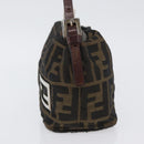 FENDI Zucca Canvas Shoulder Bag Brown Black Auth YKZ748-3