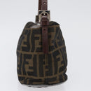 FENDI Zucca Canvas Shoulder Bag Brown Black Auth YKZ748-4