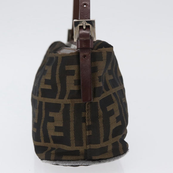 FENDI Zucca Canvas Shoulder Bag Brown Black Auth YKZ748