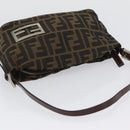 FENDI Zucca Canvas Shoulder Bag Brown Black Auth YKZ748-6