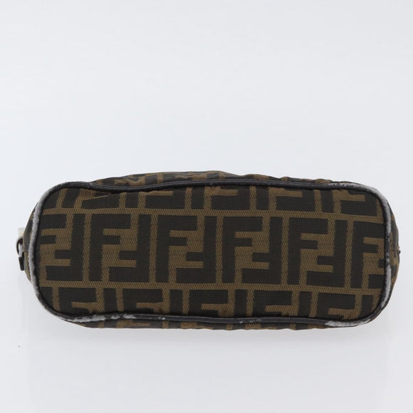 FENDI Zucca Canvas Shoulder Bag Brown Black Auth YKZ748