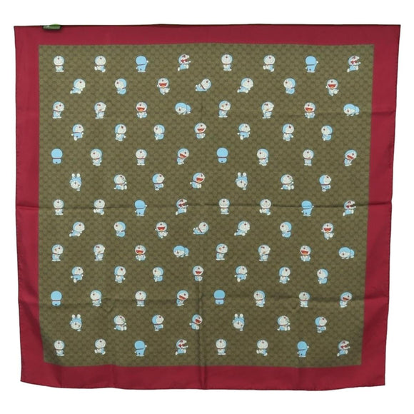 GUCCI Micro GG Doraemon Scarf Silk Beige Auth YKZ755M