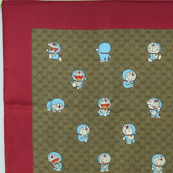 GUCCI Micro GG Doraemon Scarf Silk Beige Auth YKZ755M