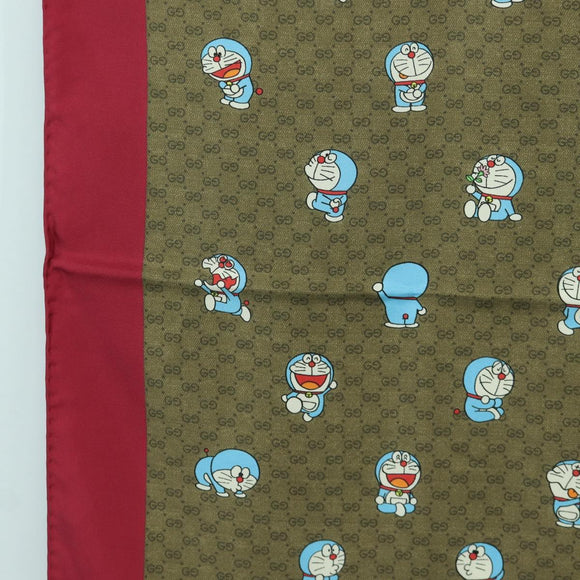 GUCCI Micro GG Doraemon Scarf Silk Beige Auth YKZ755M