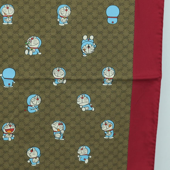 GUCCI Micro GG Doraemon Scarf Silk Beige Auth YKZ755M