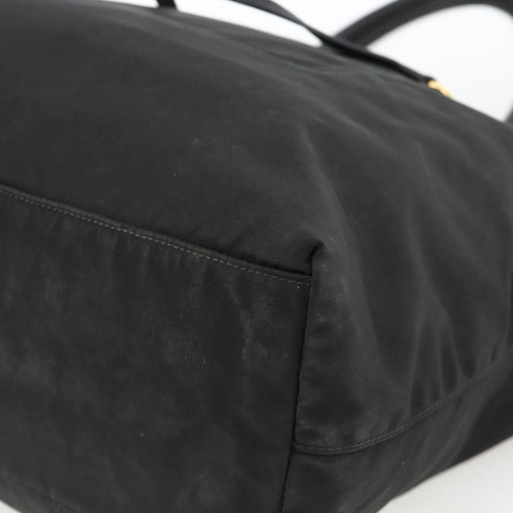 PRADA Tote Bag Nylon Black Gold Auth YKZ773