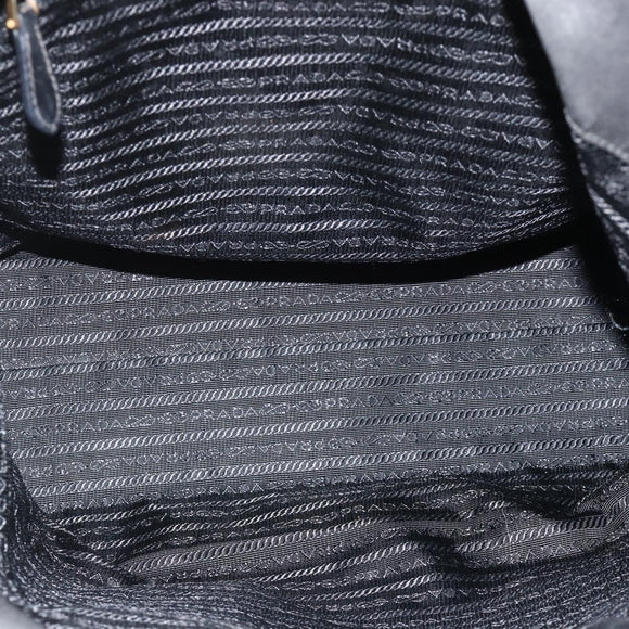 PRADA Tote Bag Nylon Black Gold Auth YKZ773