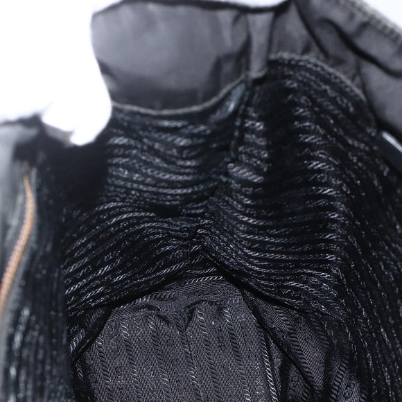 PRADA Tote Bag Nylon Black Gold Auth YKZ773