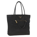 PRADA Tote Bag Nylon Black Gold Auth YKZ773-1