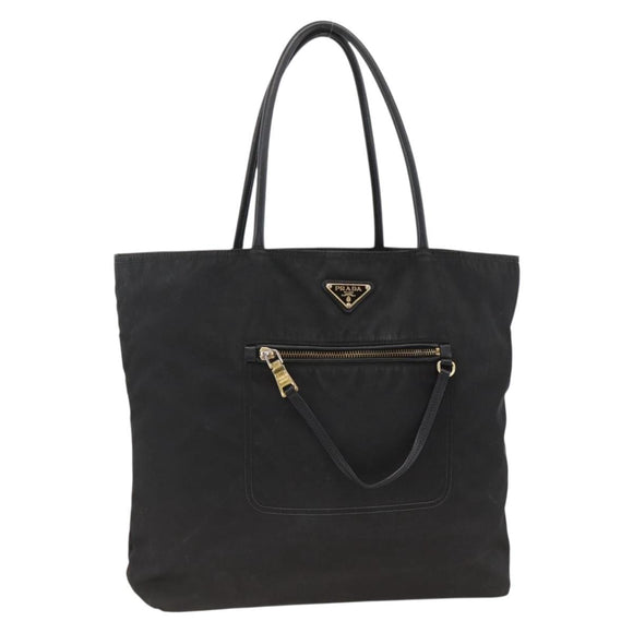 PRADA Tote Bag Nylon Black Gold Auth YKZ773
