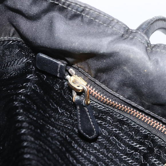 PRADA Tote Bag Nylon Black Gold Auth YKZ773